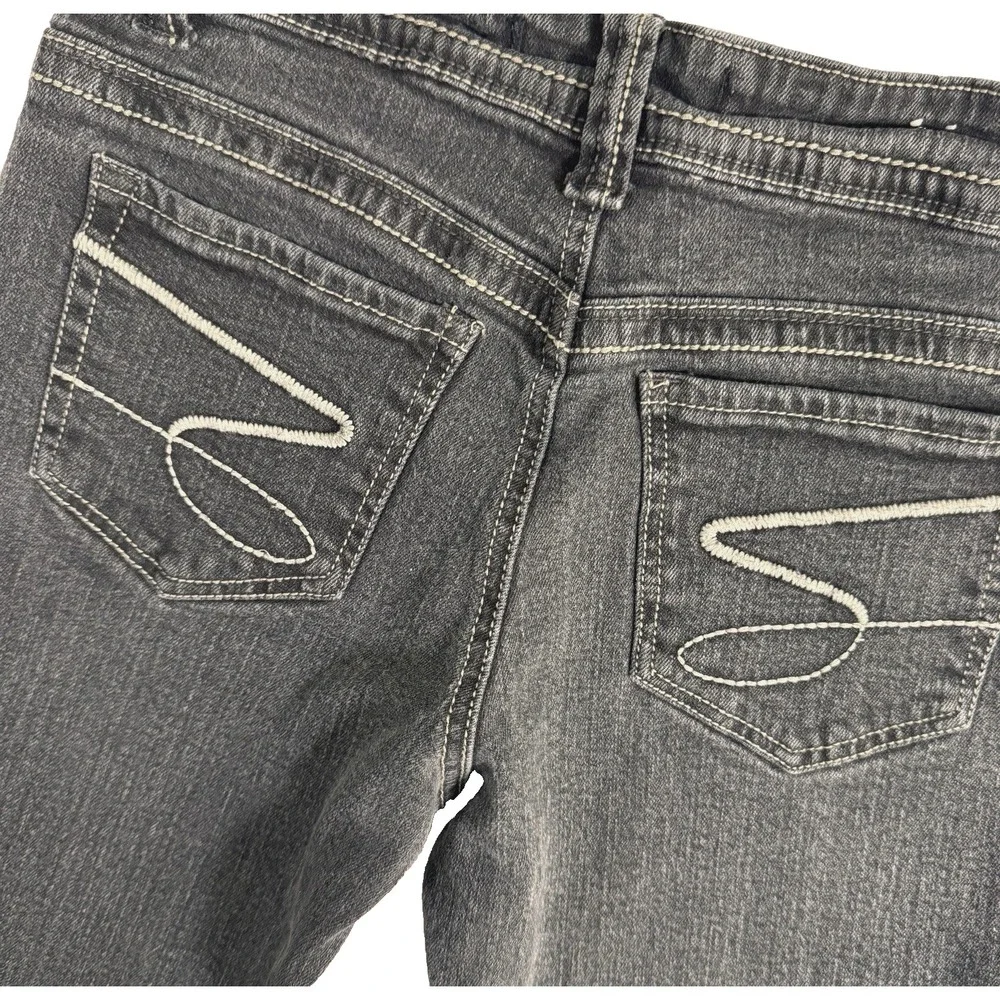 Seven7 Jeans Skinny Straight Leg Girls 14 Black Wash Embroidered Pockets
